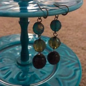 Purple, Blue and Green Beaded Earrings